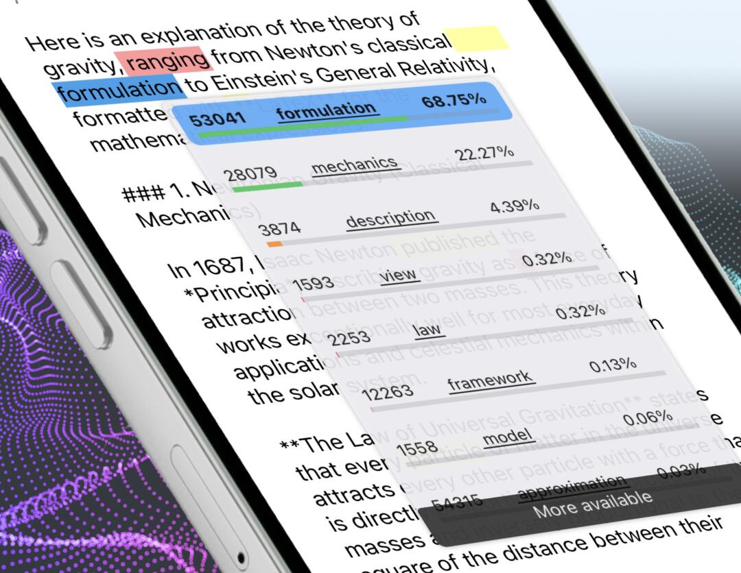 Realtime token probabilities